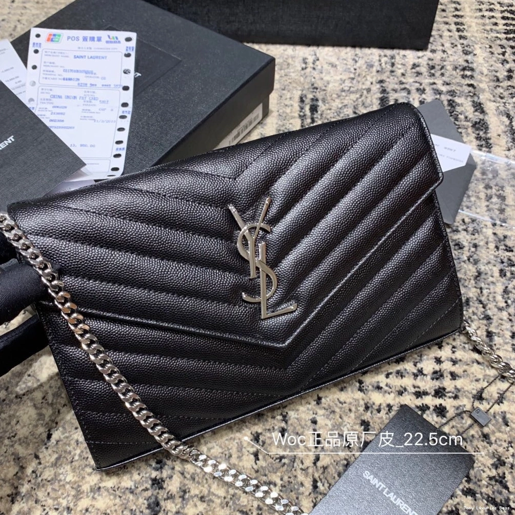 Tony Luxuries MATELASSÉ CHAIN WALLET YSL CASSANDRE 0817